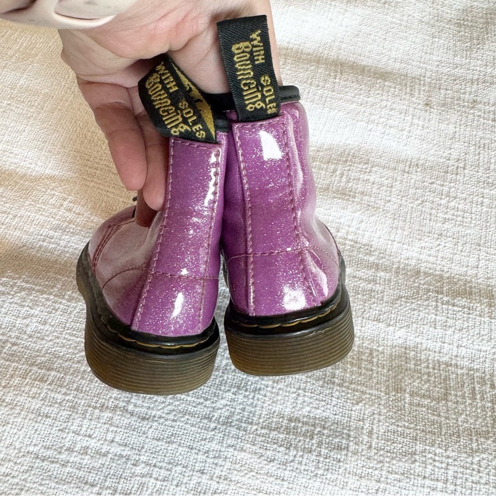 Dr. Martens Toddler 1460 Glitter Lace Up Boots Purple Pink Sz 8 Combat Boots 90s - Picture 5 of 10